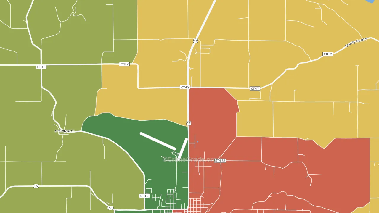 Springville, WI Map of Vandalism Rates