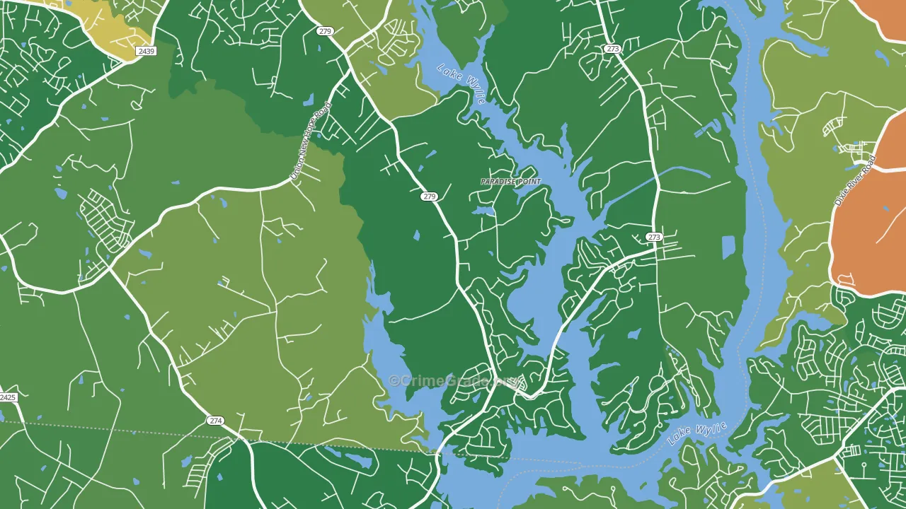 Springwood, NC Map of Vandalism Rates