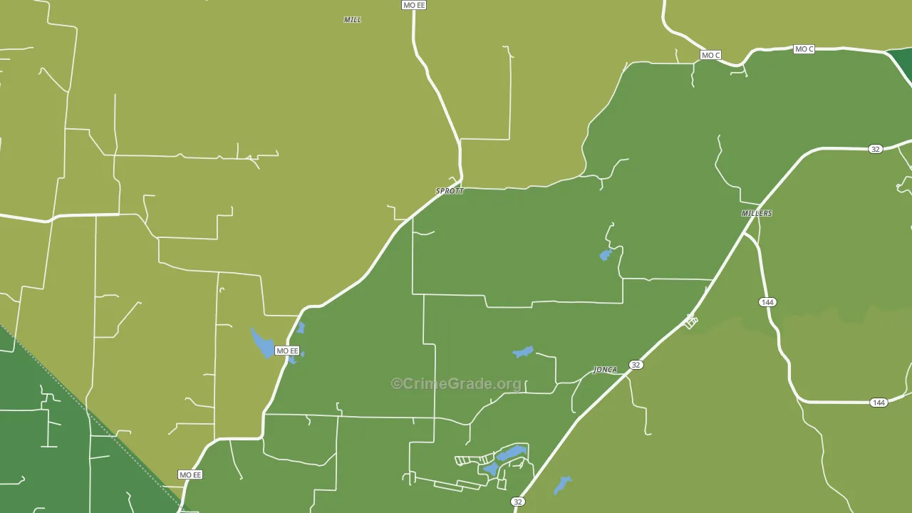 Sprott, MO Map of Vandalism Rates