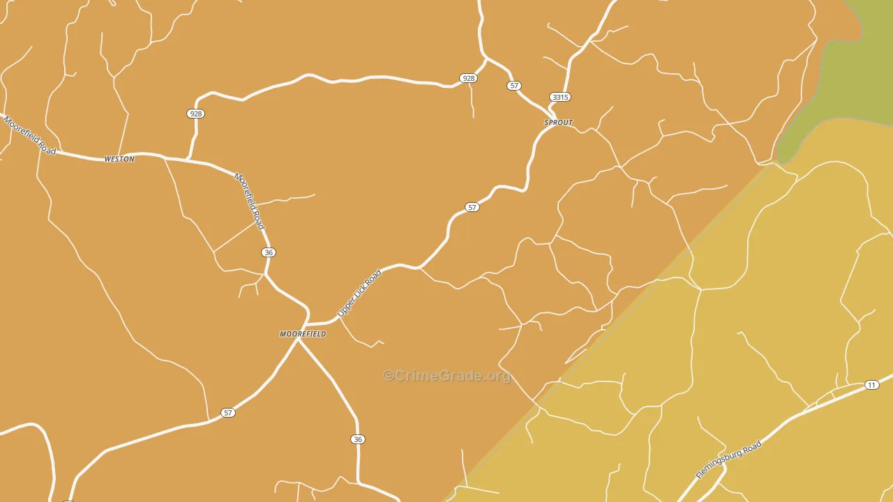 Sprout, KY Map of Vandalism Rates