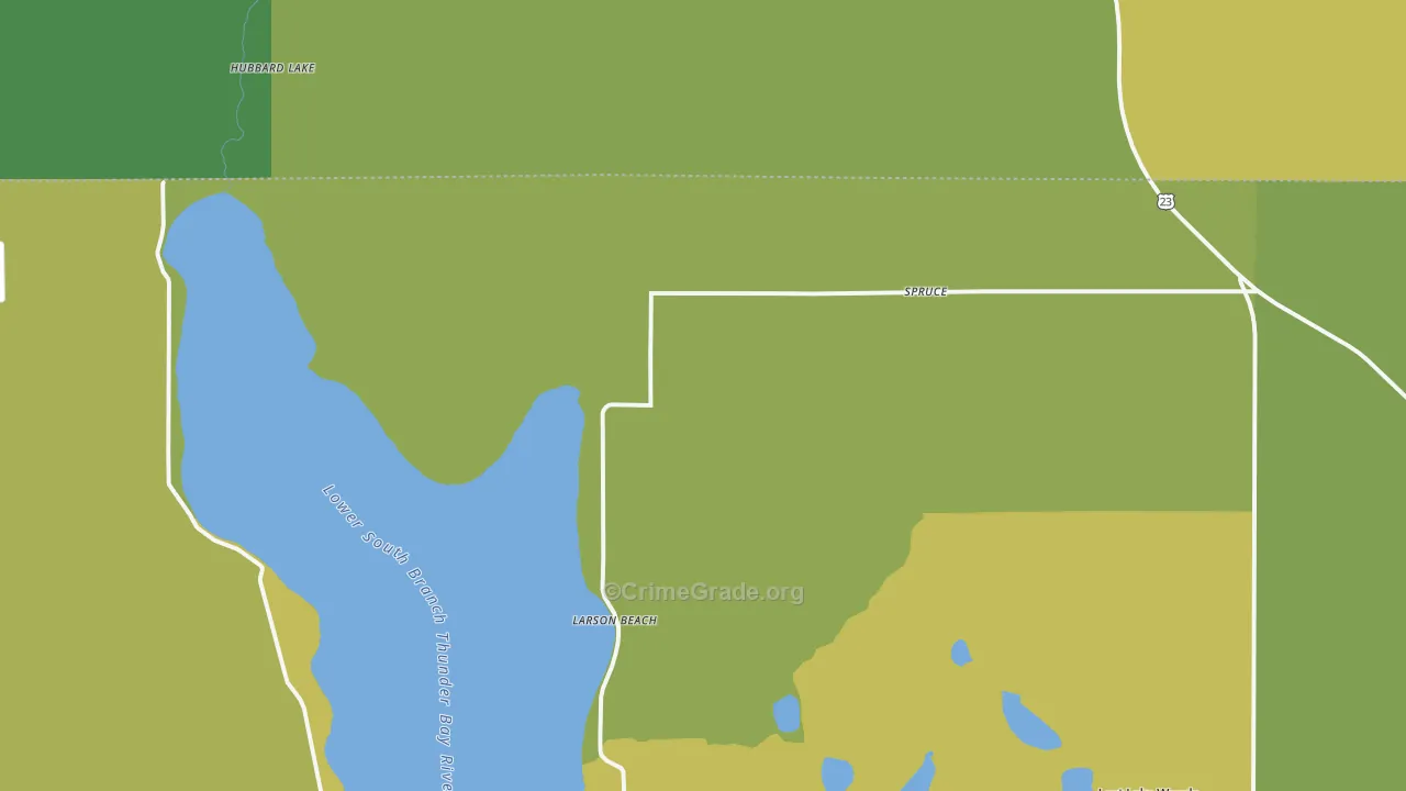 Spruce, MI Map of Vandalism Rates