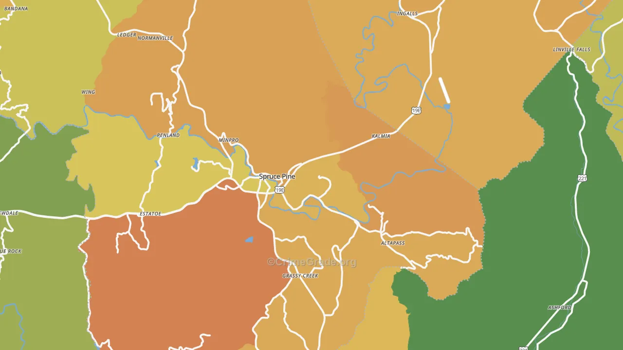 Spruce Pine, NC Map of Vandalism Rates