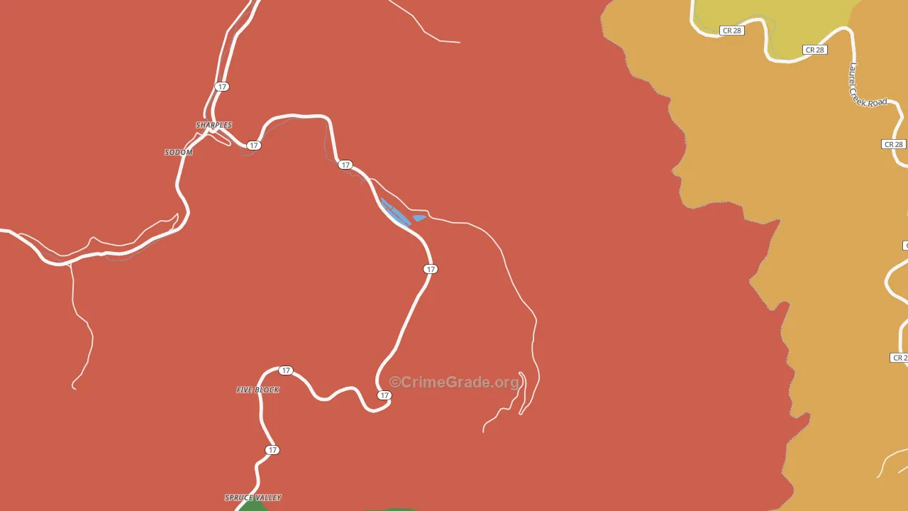 Spruce Valley, WV Map of Vandalism Rates