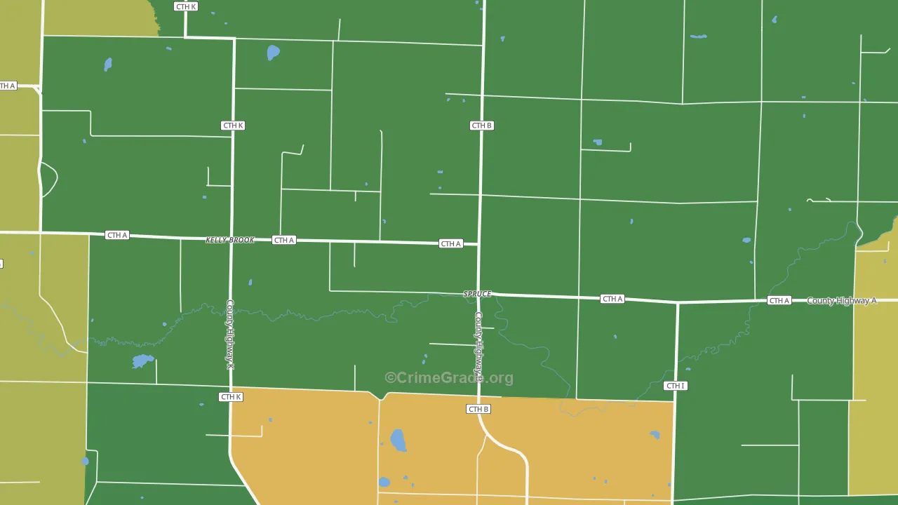 Spruce, WI Map of Vandalism Rates
