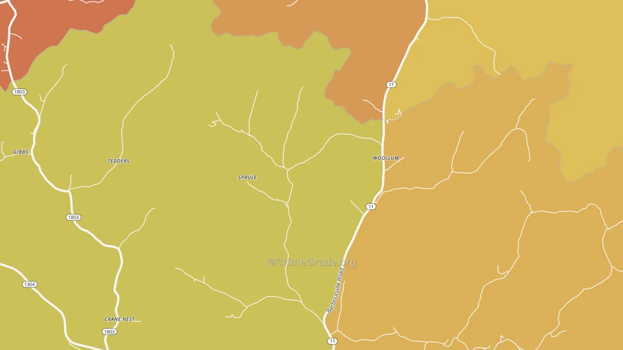 Sprule, KY Map of Vandalism Rates