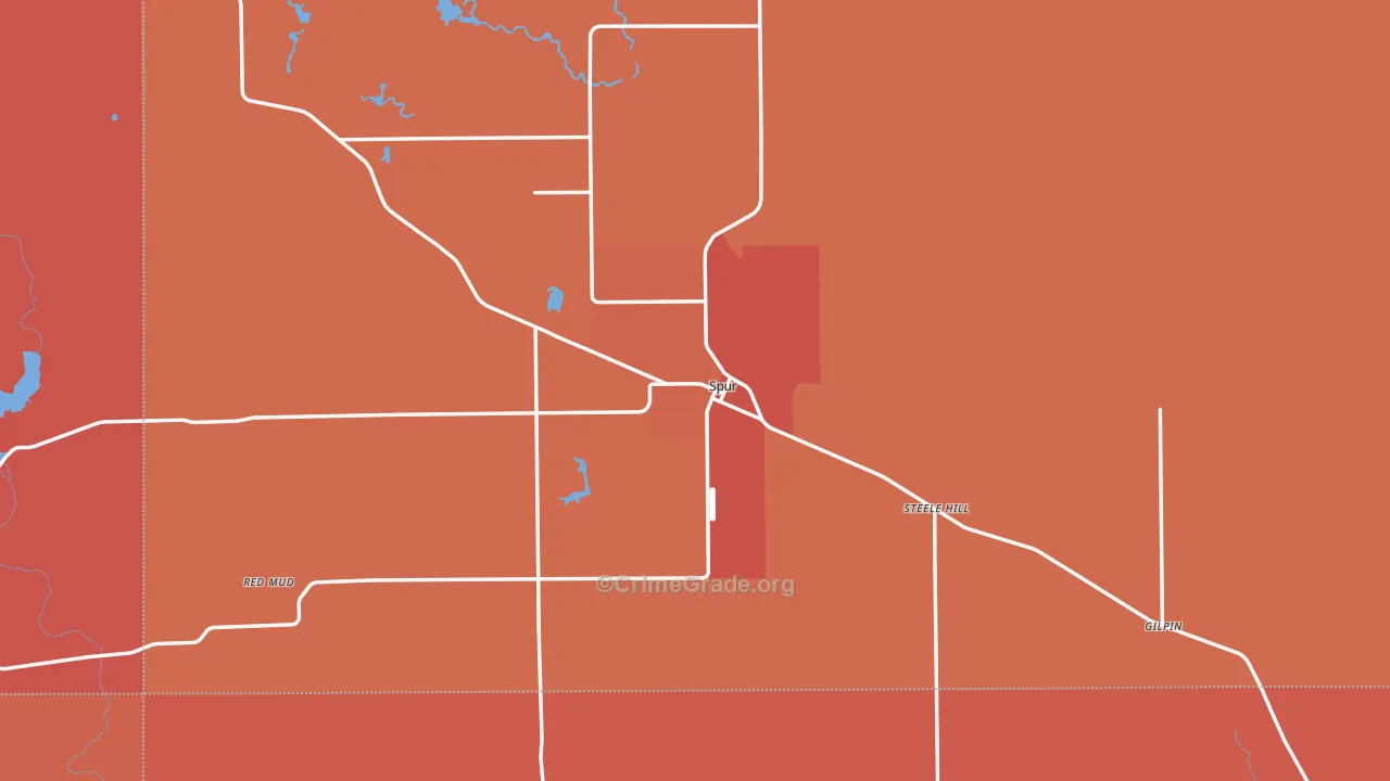 Spur, TX Map of Vandalism Rates