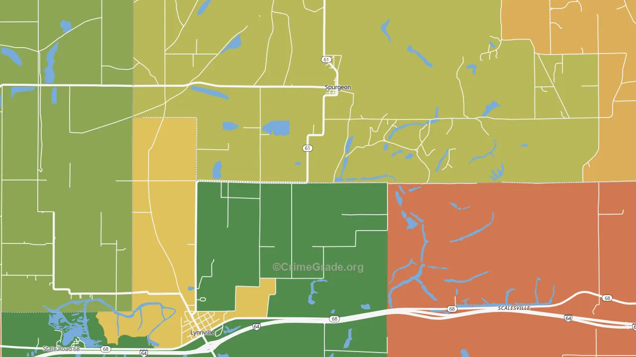 Spurgeon, IN Map of Vandalism Rates