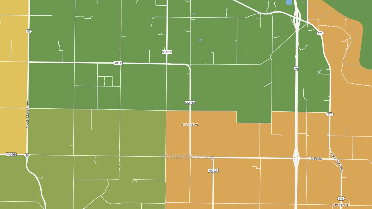 Spurgeon, MO Map of Vandalism Rates