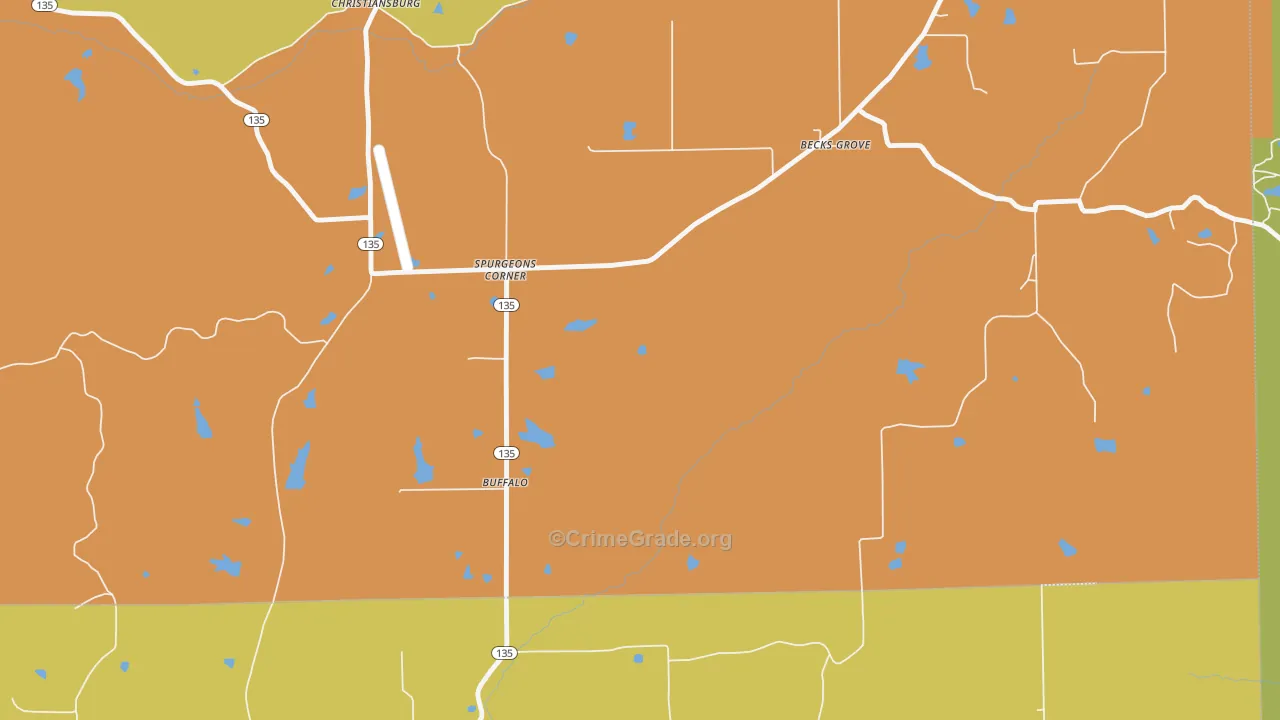 Spurgeons Corner, IN Map of Vandalism Rates