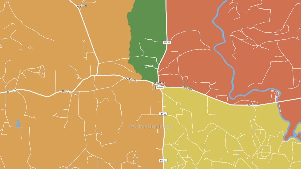 Spurger, TX Map of Vandalism Rates