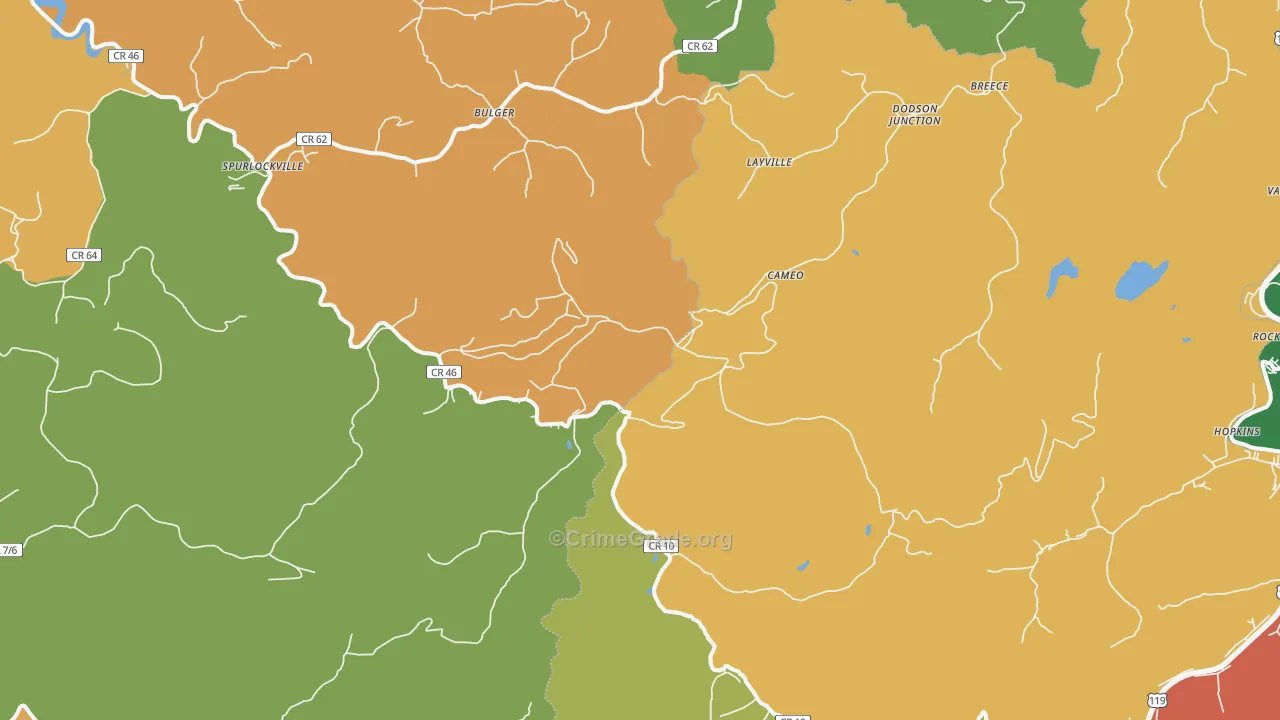 Spurlockville, WV Map of Vandalism Rates