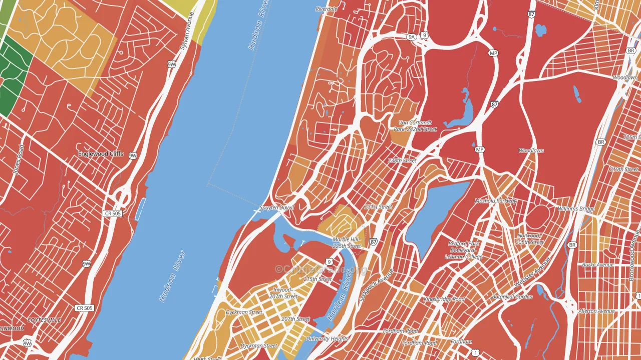 Spuyten Duyvil, Bronx, NY Map of Vandalism Rates