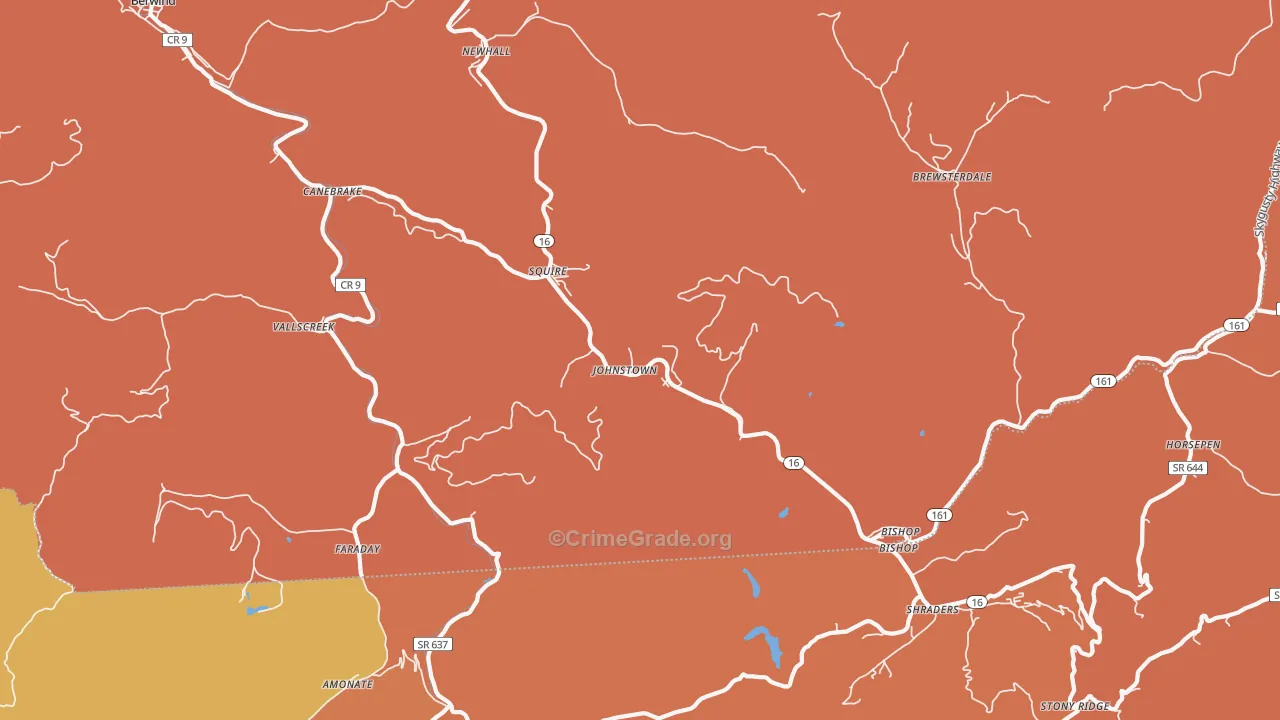Squire, WV Map of Vandalism Rates