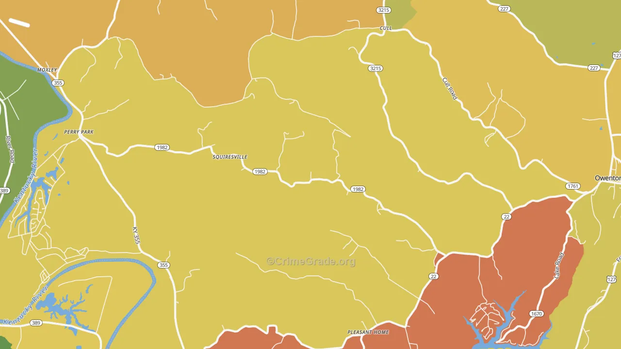 Squiresville, KY Map of Vandalism Rates