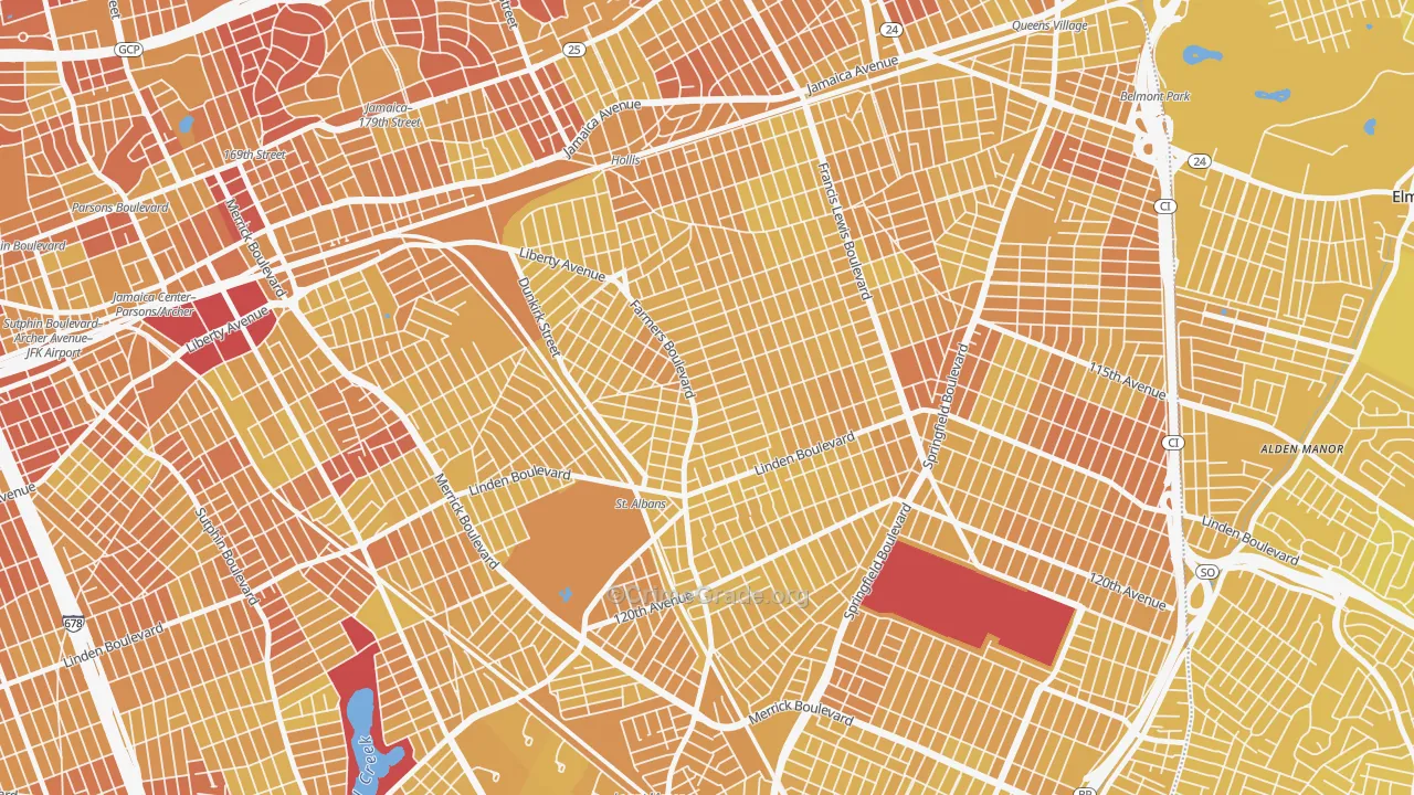 St Albans, Queens, NY Map of Vandalism Rates