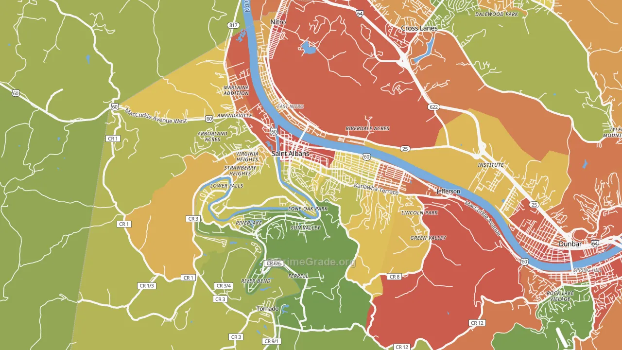 St. Albans, WV Map of Vandalism Rates