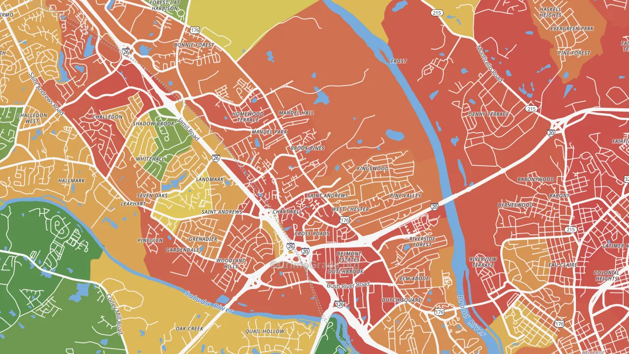 St. Andrews, SC Map of Vandalism Rates