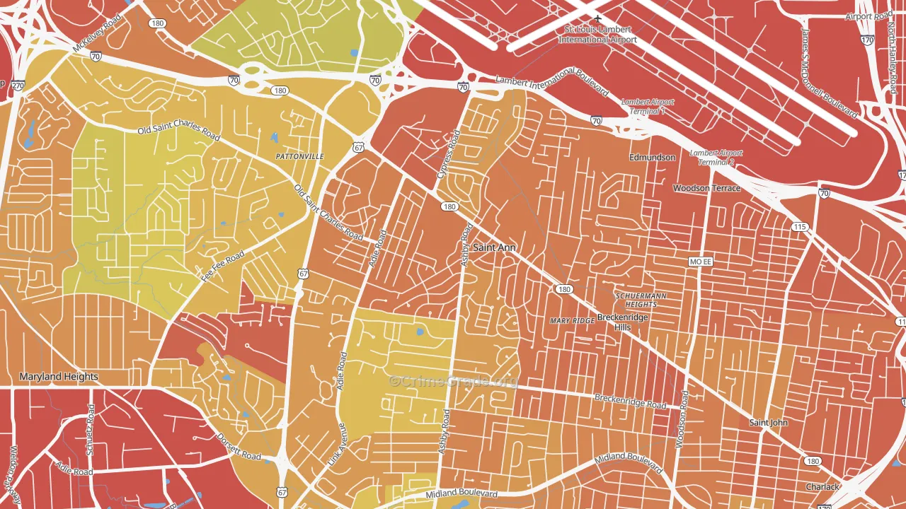 St. Ann, MO Map of Vandalism Rates