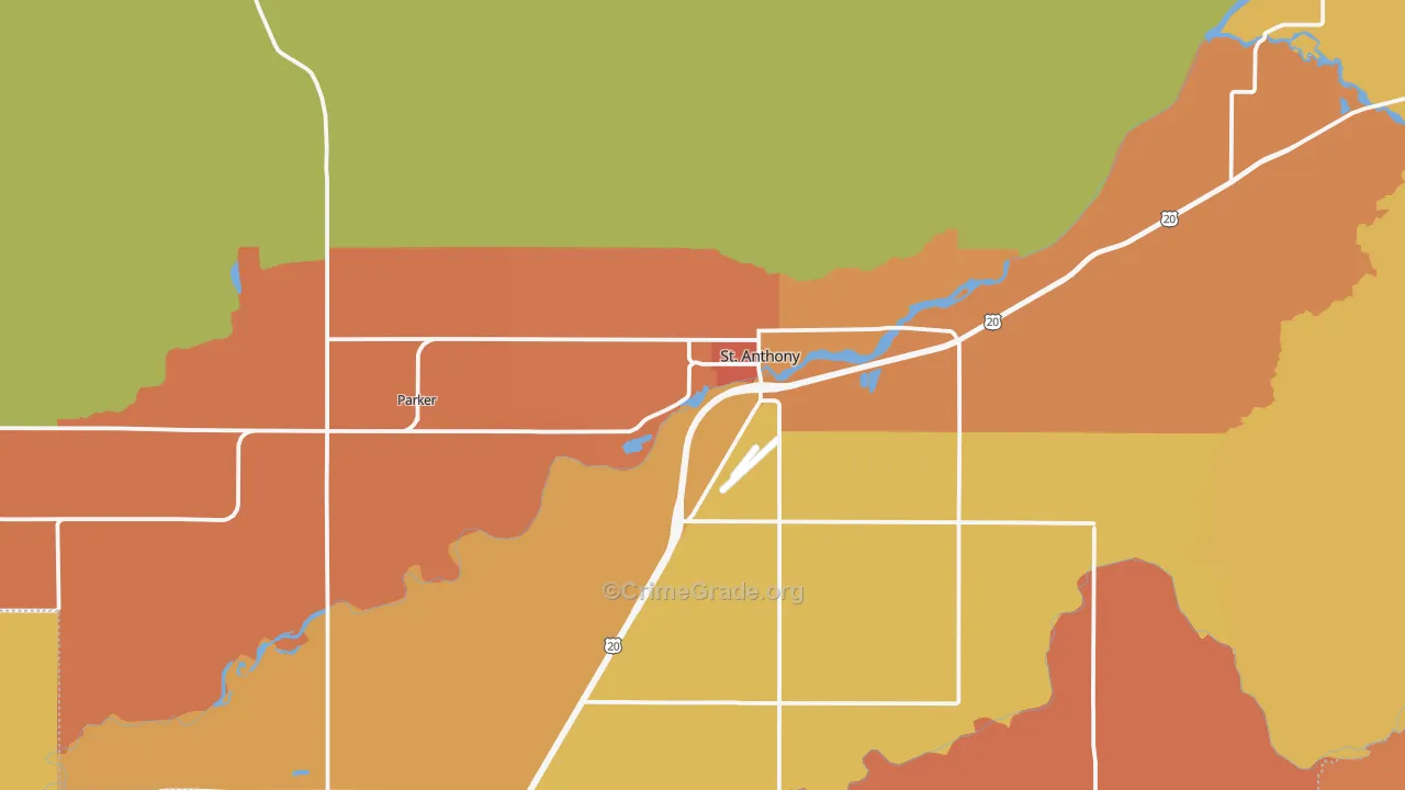 St. Anthony, ID Map of Vandalism Rates