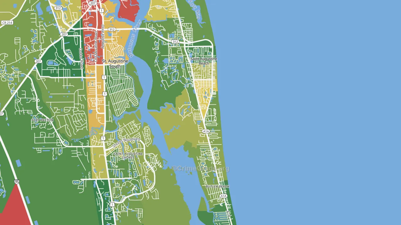St. Augustine Beach, FL Map of Vandalism Rates