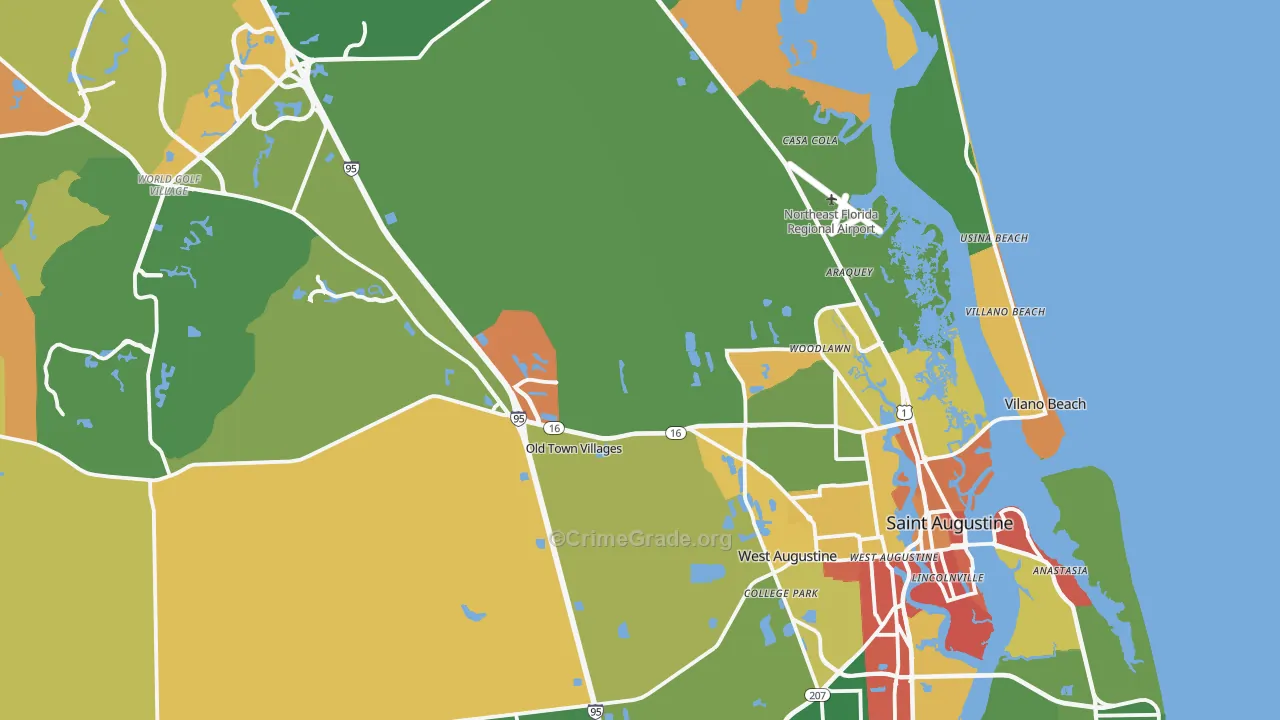 St. Augustine, FL Map of Vandalism Rates