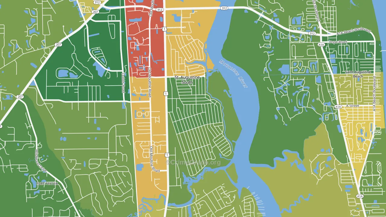 St. Augustine South, FL Map of Vandalism Rates