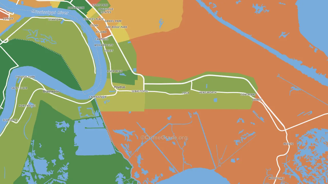 St. Bernard, LA Map of Vandalism Rates