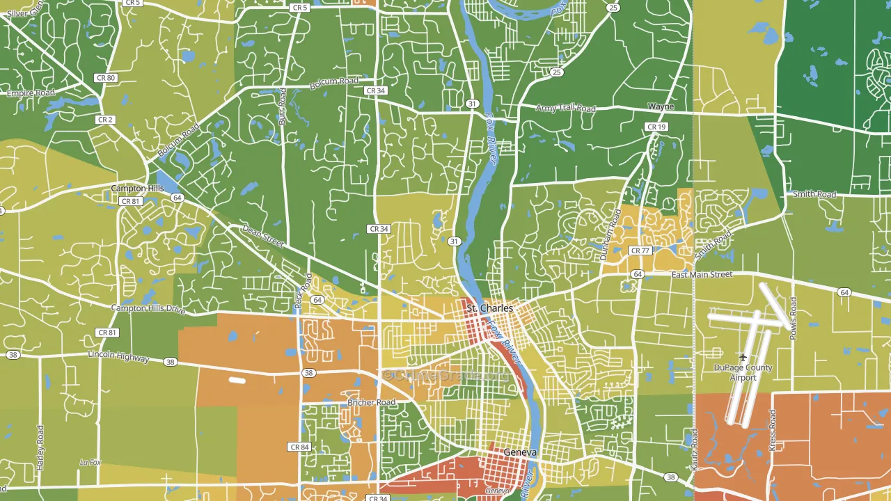 St. Charles, IL Map of Vandalism Rates