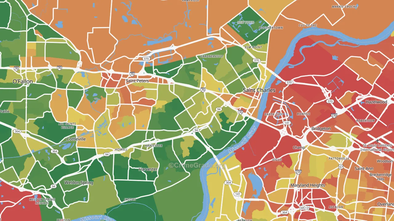 St. Charles, MO Map of Vandalism Rates