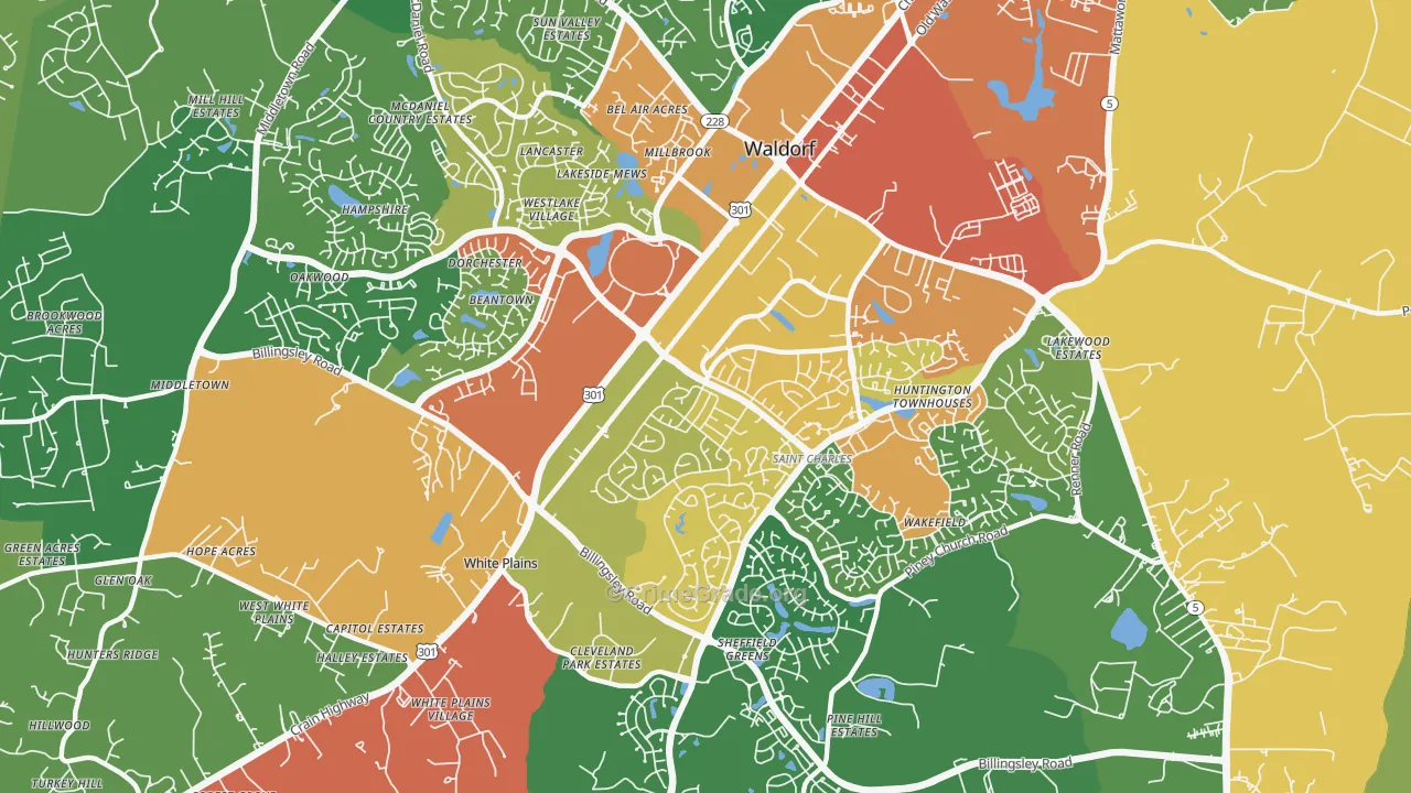 St Charles, Waldorf, MD Map of Vandalism Rates