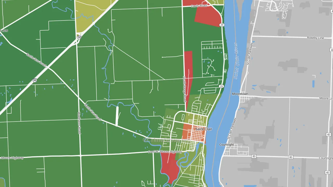 St. Clair, MI Map of Vandalism Rates
