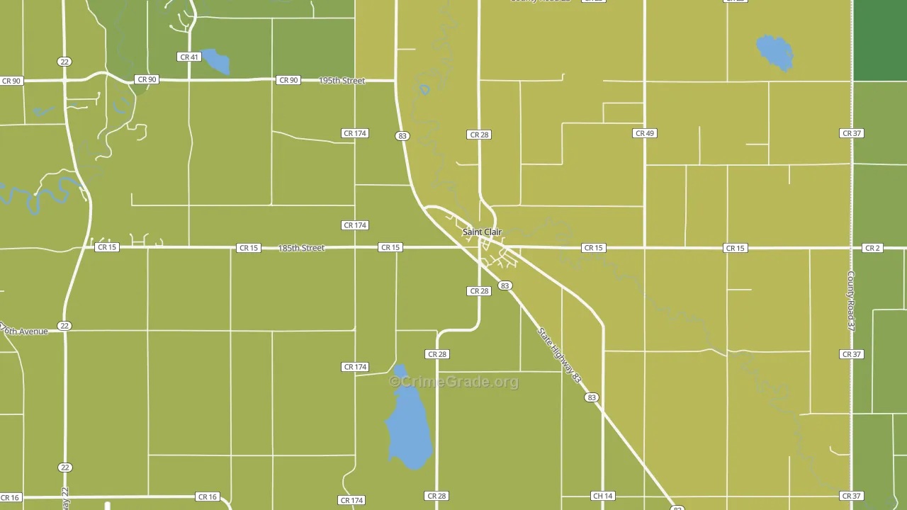 St. Clair, MN Map of Vandalism Rates