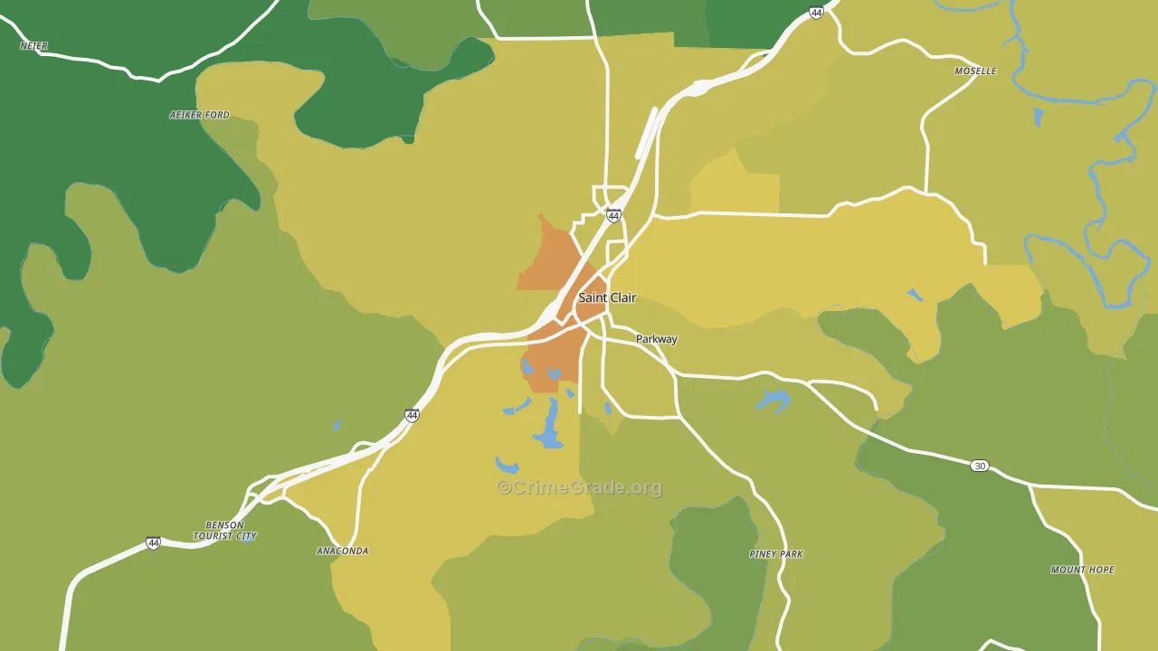 St. Clair, MO Map of Vandalism Rates