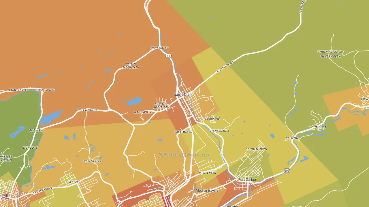 St. Clair, PA Map of Vandalism Rates