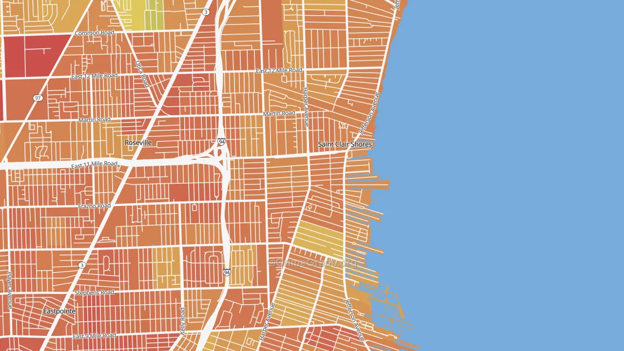 St. Clair Shores, MI Map of Vandalism Rates