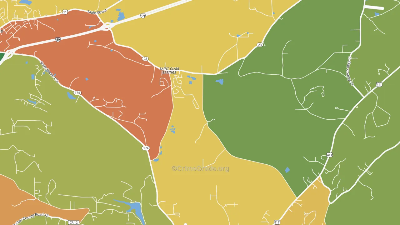 St. Clair Springs, AL Map of Vandalism Rates
