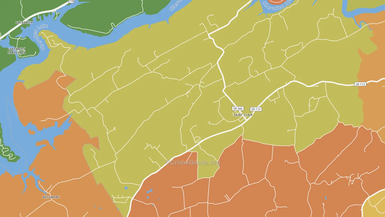 St. Clair, TN Map of Vandalism Rates