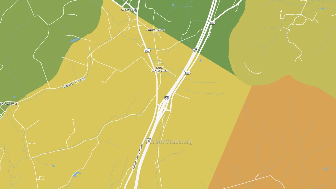 St. Clairsville, PA Map of Vandalism Rates