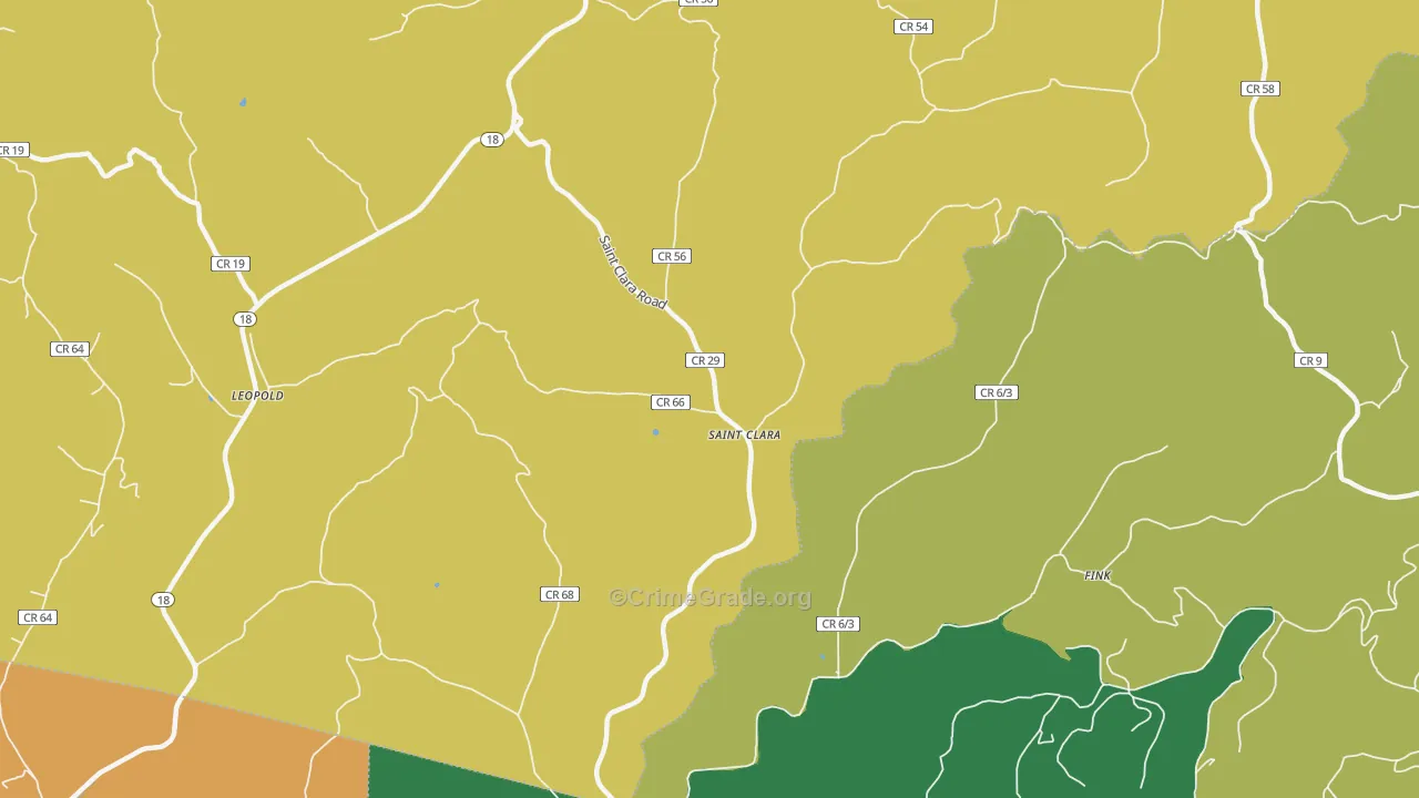 St. Clara, WV Map of Vandalism Rates