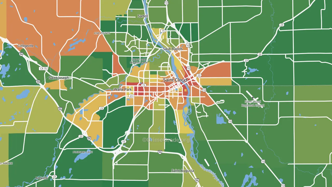 St. Cloud, MN Map of Vandalism Rates