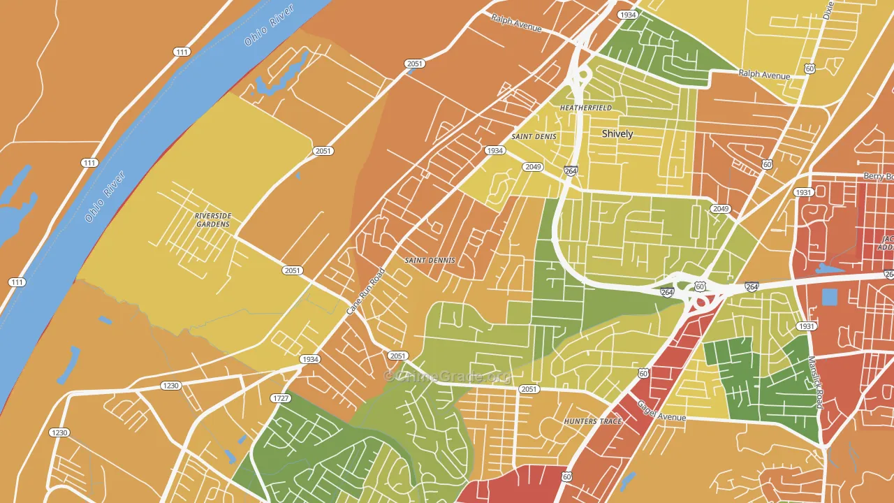 St. Dennis, Louisville, KY Map of Vandalism Rates