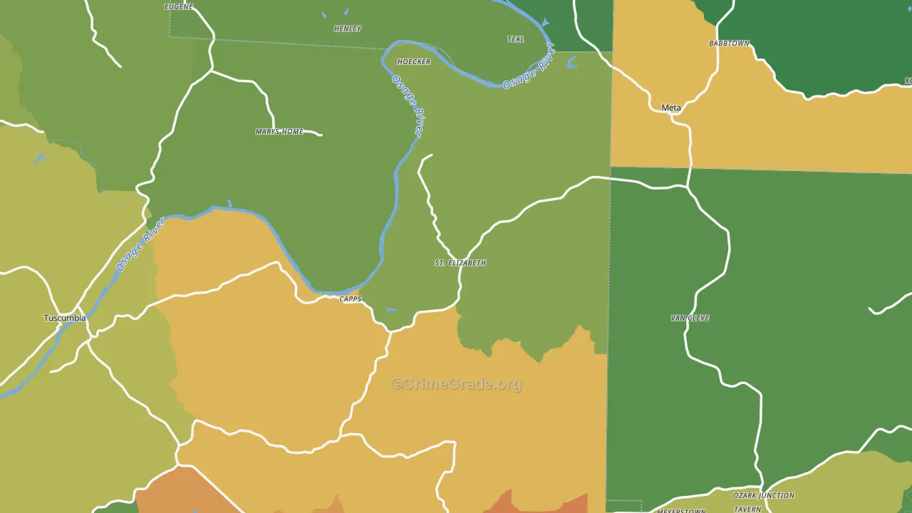St. Elizabeth, MO Map of Vandalism Rates