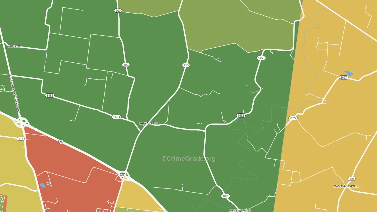 St. Elmo, KY Map of Vandalism Rates