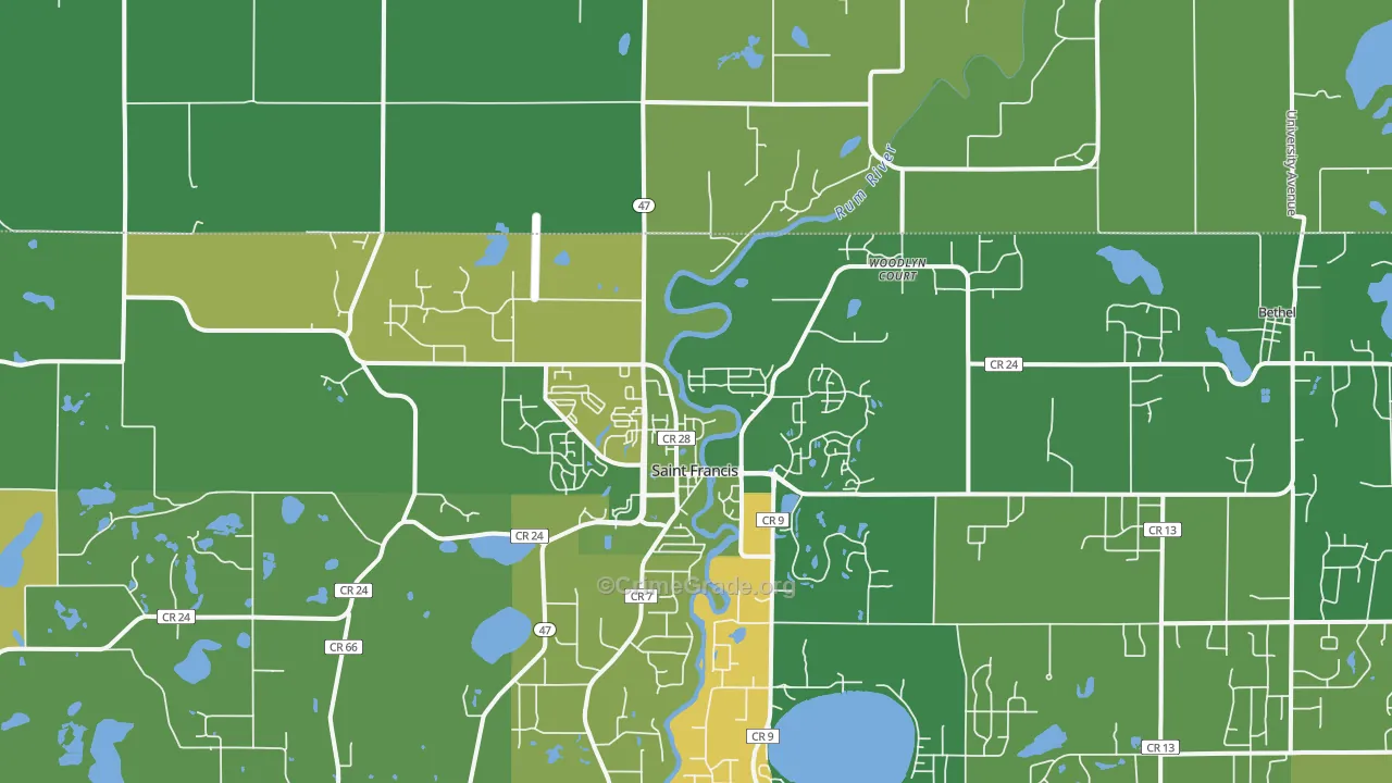 St. Francis, MN Map of Vandalism Rates