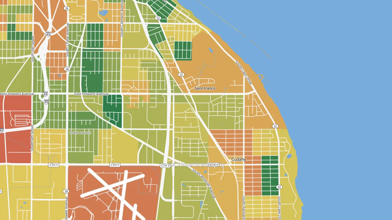 St. Francis, WI Map of Vandalism Rates