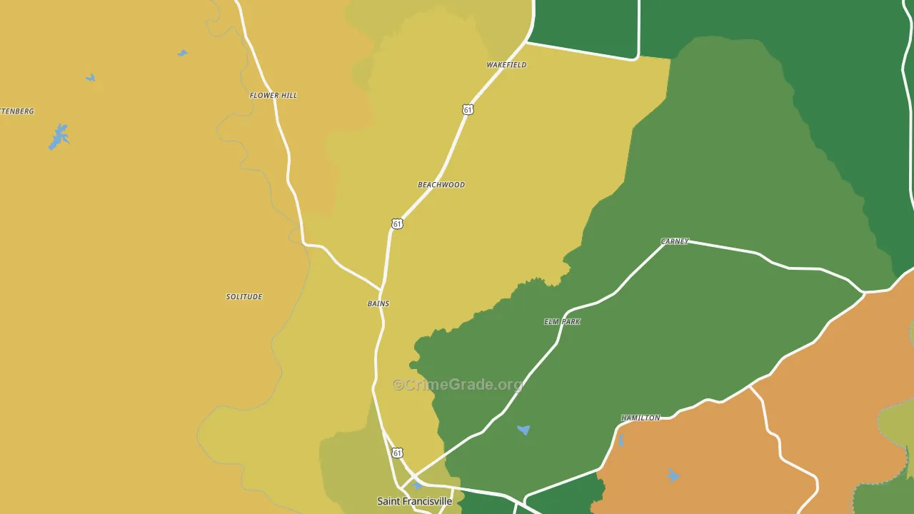 St. Francisville, LA Map of Vandalism Rates