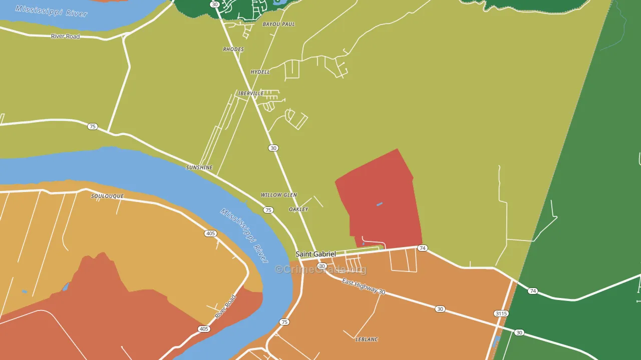 St. Gabriel, LA Map of Vandalism Rates