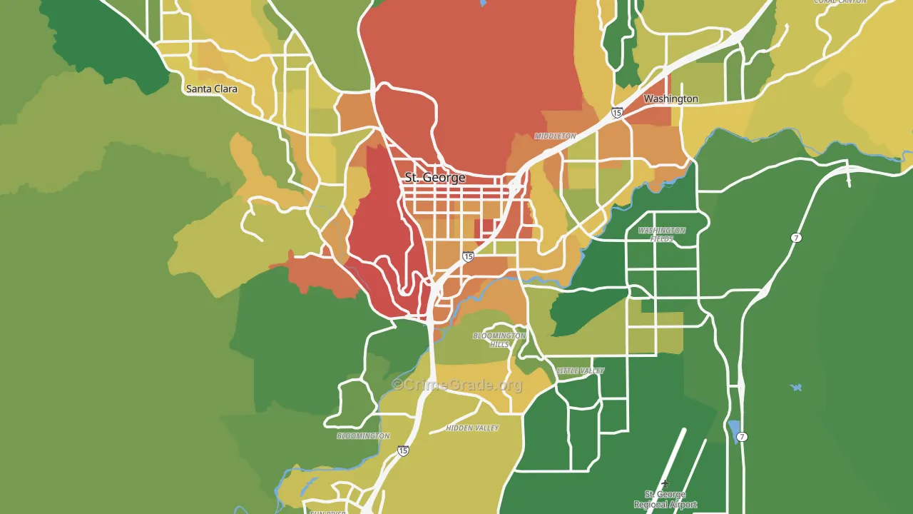 St. George, UT Map of Vandalism Rates