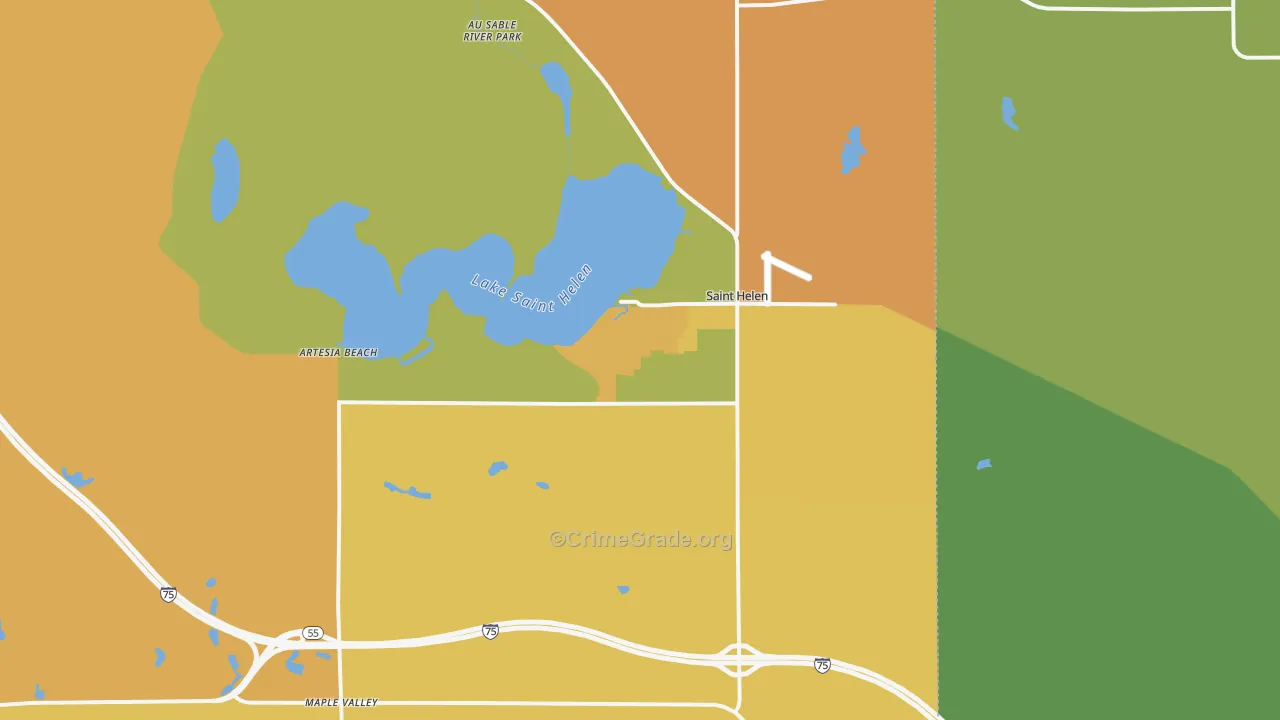 St. Helen, MI Map of Vandalism Rates