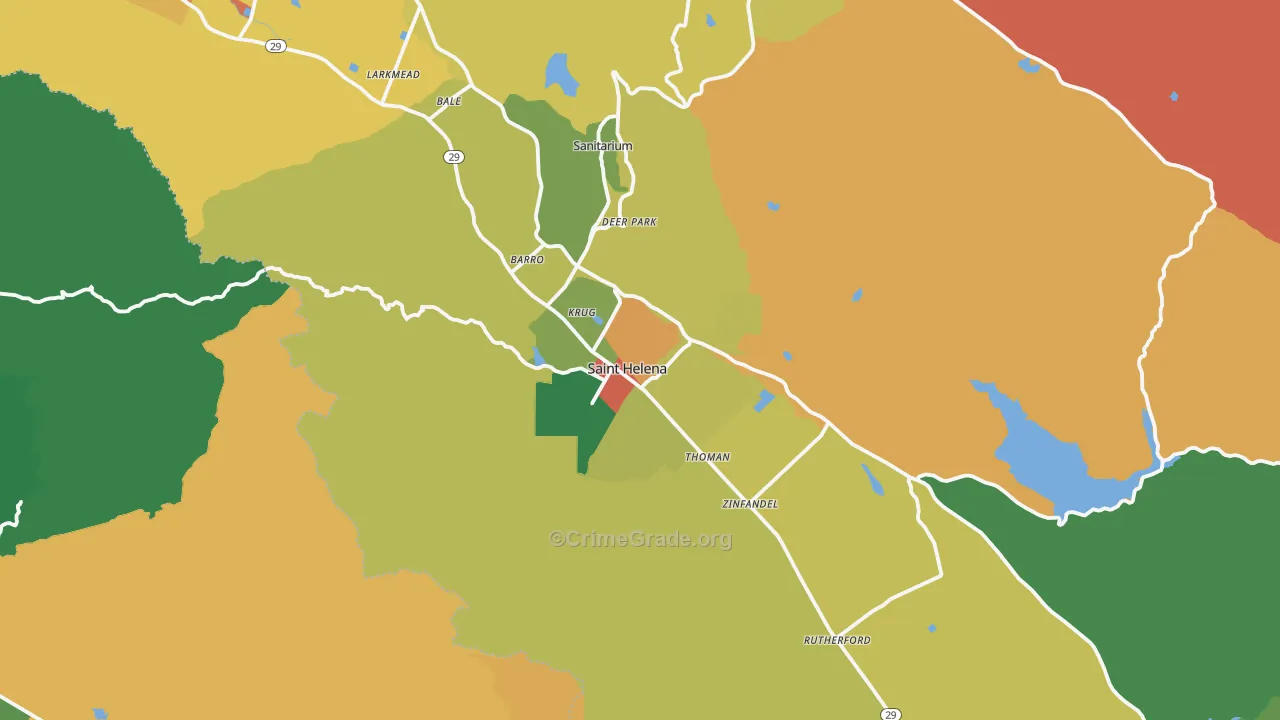 St. Helena, CA Map of Vandalism Rates